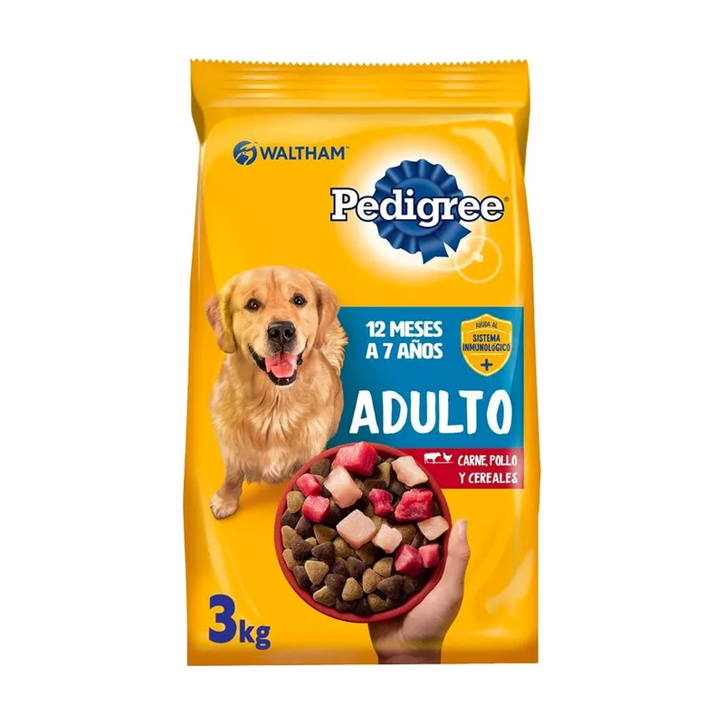 Pedigree Adulto Carne, Pollo y Cereales 3 kg